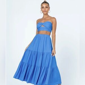 Princess Polly Blue Allie Set. Maxi Skirt and Top.